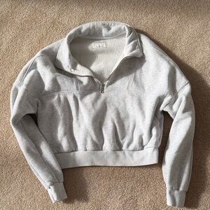 Abercrombie & Fitch Light Gray Quarter-Zip Sweatshirt